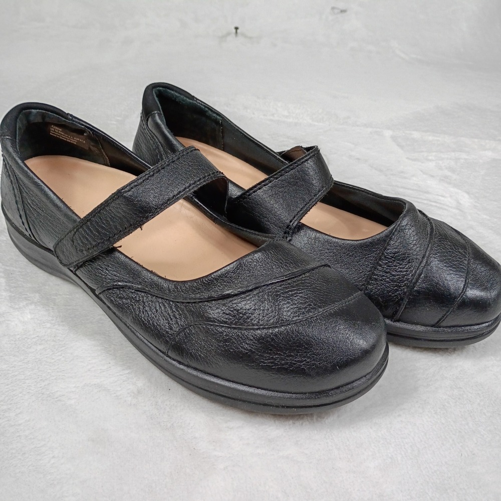 Apex A330W Womens Black Leather Mary Jane Slip Resistant Shoes Size 10.5 XW